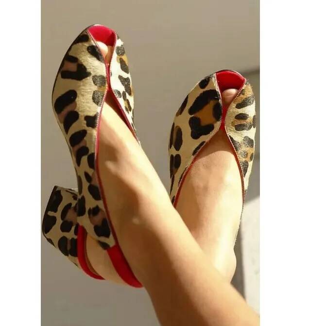 Men Shoes Style - Leopard Print Peep Toe Slingback Women's