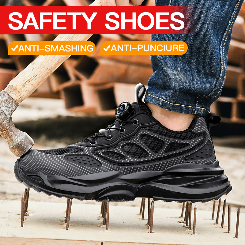 Men Shoes Marks - Rotary Button Safety Shoes Men Steel