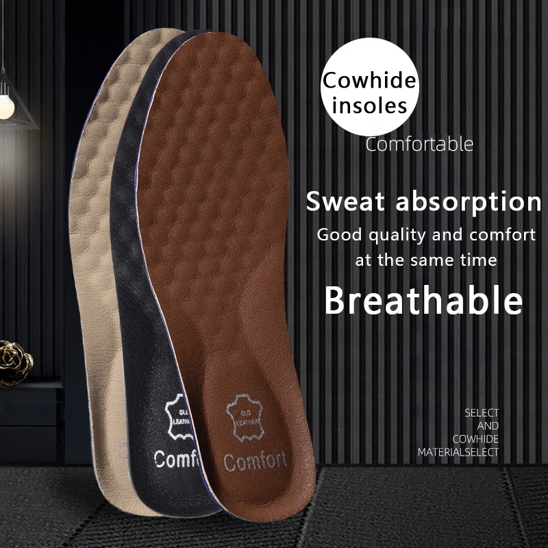 Men'S Shoes Plantar Fasciitis - 1Pair Leather Shoe Insoles for Feet