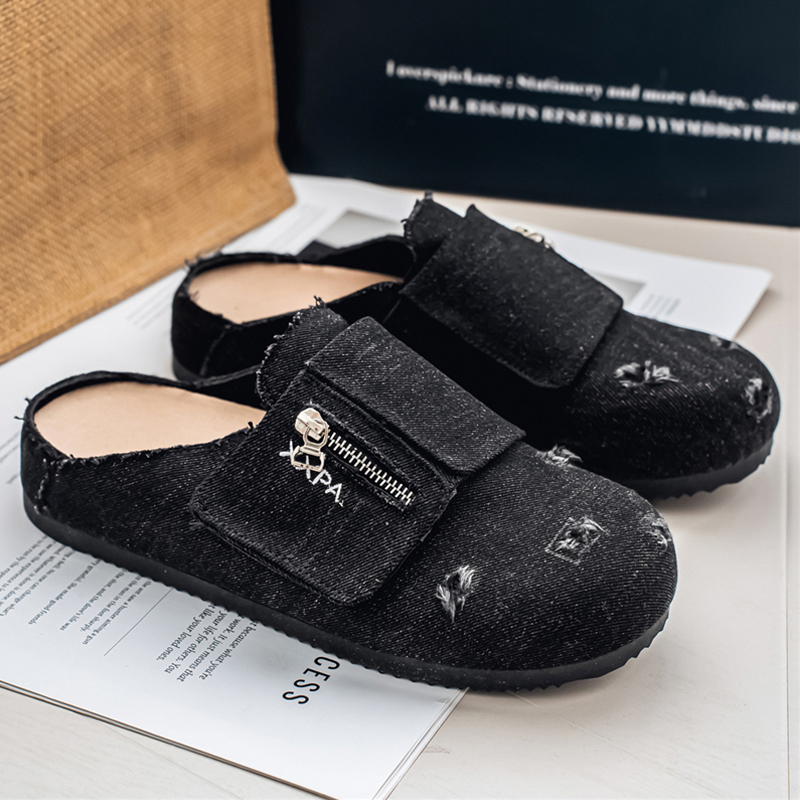 Distressed Ripped Denim Mule S - đánh giá và giá Men'S Shoes Zipper