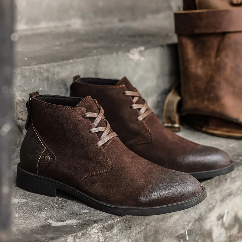 New Cow Suede Ankle Boots Hand - đánh giá và giá Men'S Shoes Zipper