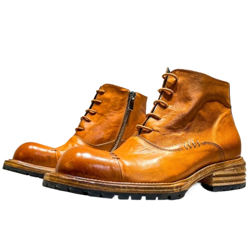 Ethnic Style Washed Horsehide  - đánh giá và giá Men'S Shoes Zipper