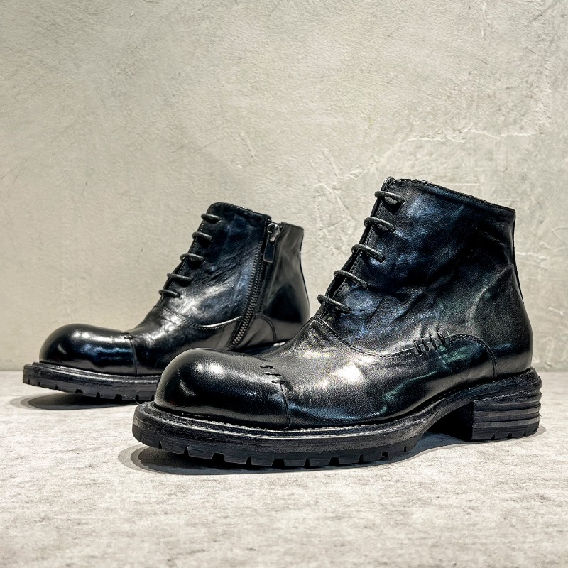 Ethnic Style Washed Horsehide  - đánh giá và giá Men'S Shoes Zipper