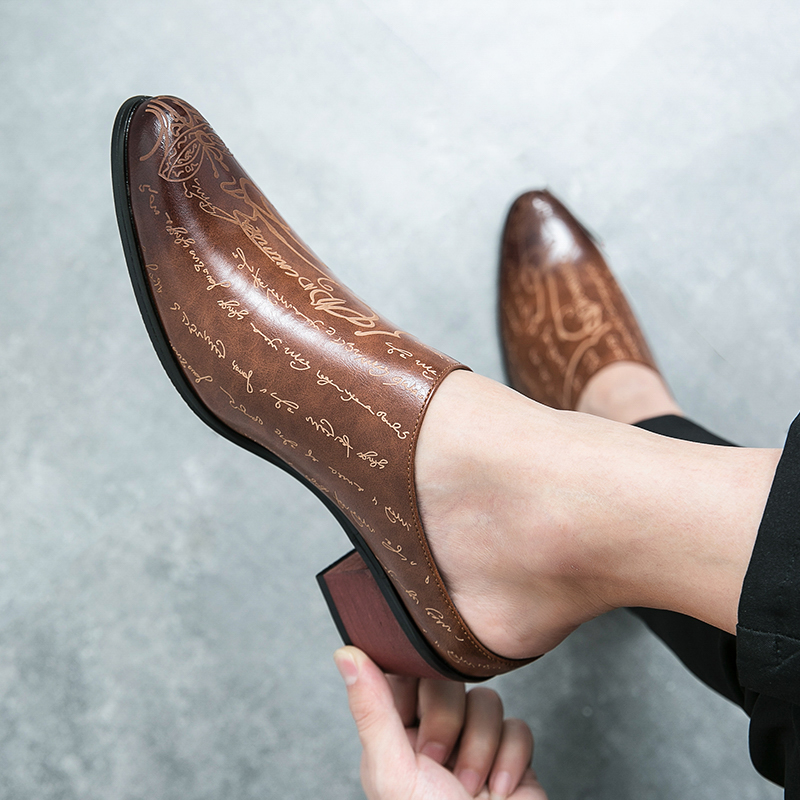 Men Brown Leather Mules Slippe - đánh giá và giá Men Shoes Office