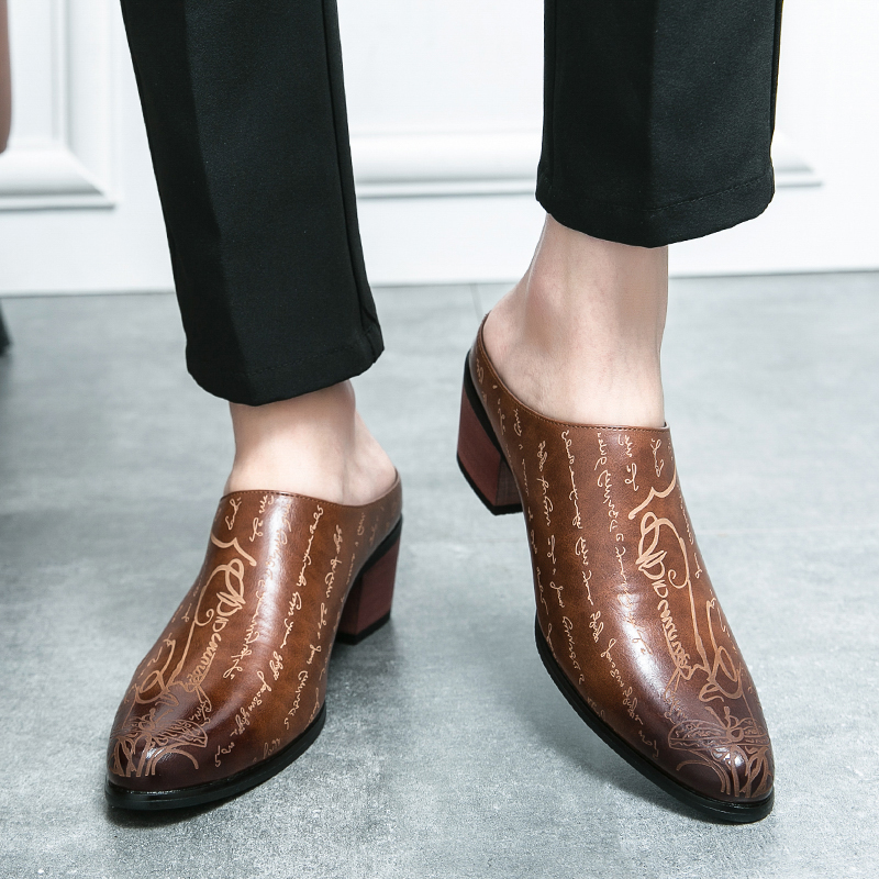 Men Brown Leather Mules Slippe - đánh giá và giá Men Shoes Office